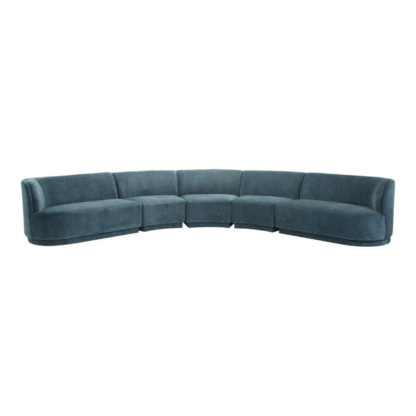 Yoon Radius Polyester Upholstered Blue Modular Sectional Modular Sofas LOOMLAN By Moe's Home