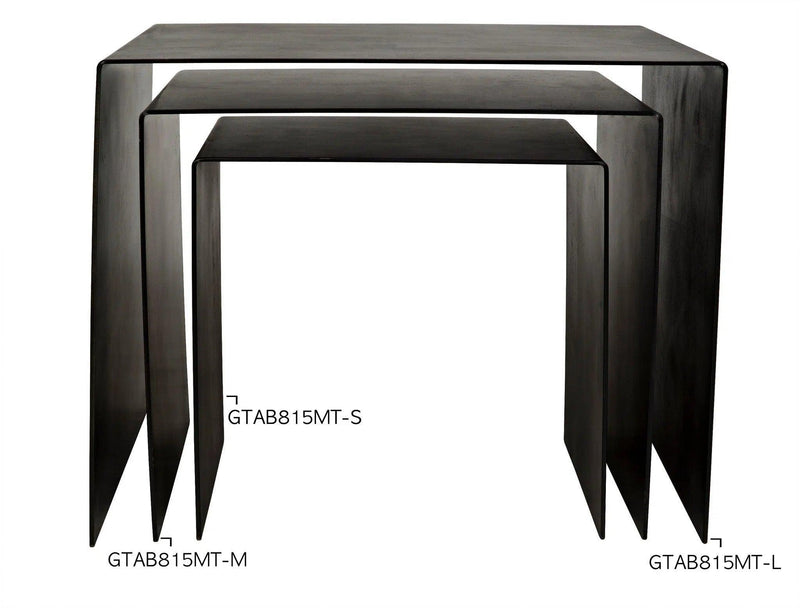 Yves Black Steel Medium Rectangle Side Table Side Tables LOOMLAN By Noir