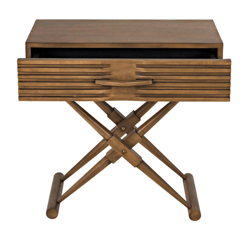 Zanta Wood Saddle Brown Rectangle Side Table Side Tables LOOMLAN By Noir