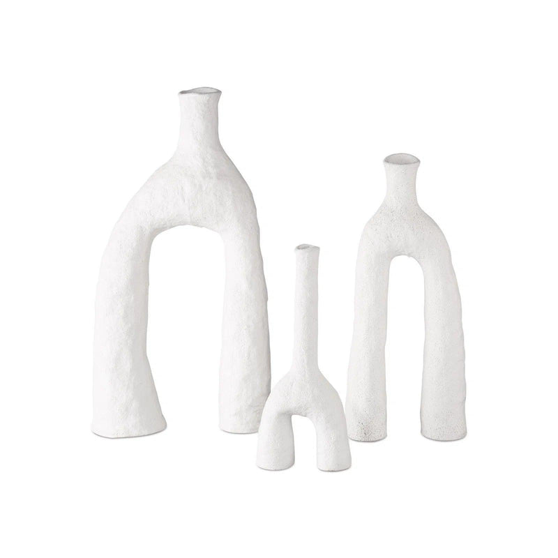 Zante Ceramic White Vase Set of 3 Vases & Jars LOOMLAN By Currey & Co