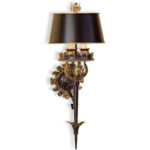 Zanzibar Gold Leaf Black Duke Wall Sconce Winterthur Collection Wall Sconces LOOMLAN By Currey & Co