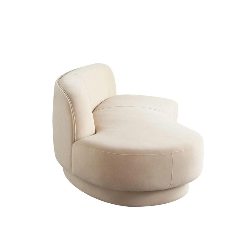 Zelda LF Curved Light Camel Performance Velvet Chaise in With 1 Accent Pillow Ball Chaises LOOMLAN By Diamond Sofa