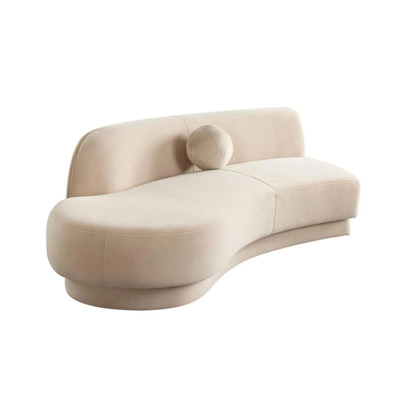 Zelda LF Curved Light Camel Performance Velvet Chaise in With 1 Accent Pillow Ball Chaises LOOMLAN By Diamond Sofa