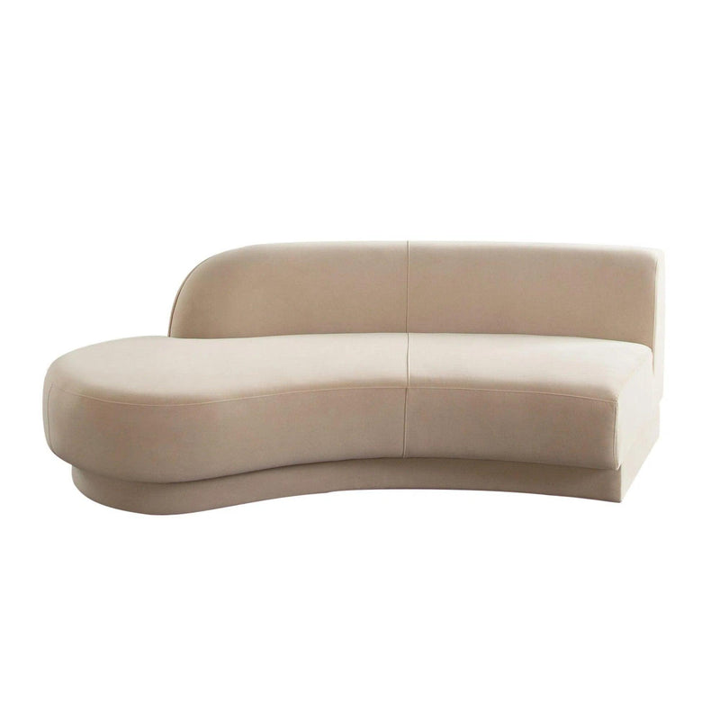 Zelda LF Curved Light Camel Performance Velvet Chaise in With 1 Accent Pillow Ball Chaises LOOMLAN By Diamond Sofa