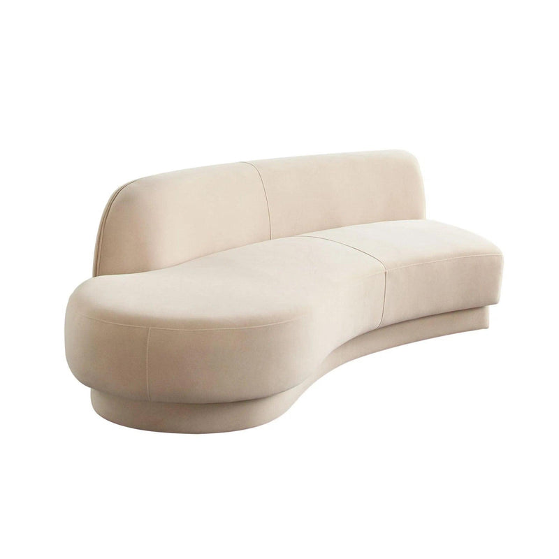 Zelda LF Curved Light Camel Performance Velvet Chaise in With 1 Accent Pillow Ball Chaises LOOMLAN By Diamond Sofa