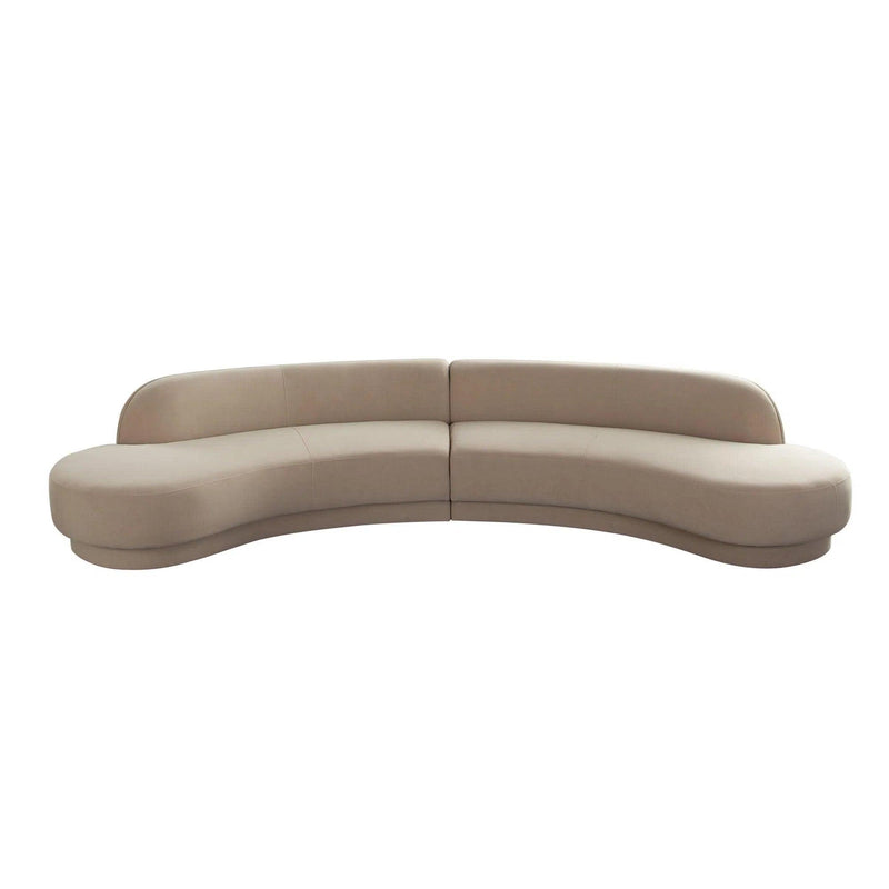 Zelda Light Camel Performance Velvet 2PC Modular Curved Armless Chaise With 2 Accent Pillow Balls Chaises LOOMLAN By Diamond Sofa