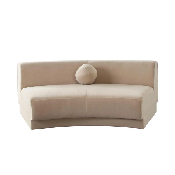 Zelda Light Camel Performance Velvet Curved Armless Sofa With 1 Accent Pillow Ball Sofas & Loveseats LOOMLAN By Diamond Sofa