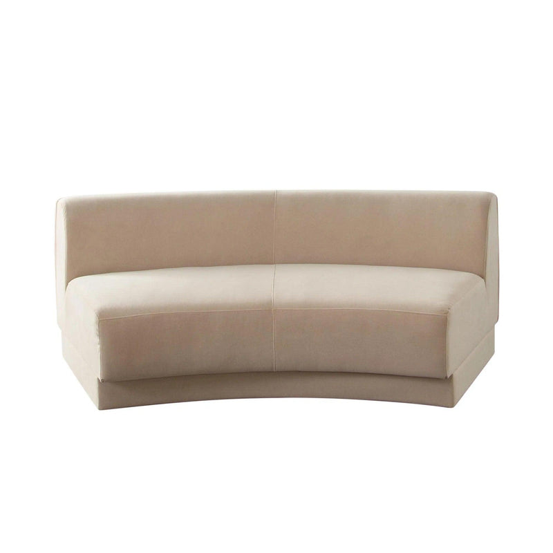 Zelda Light Camel Performance Velvet Curved Armless Sofa With 1 Accent Pillow Ball Sofas & Loveseats LOOMLAN By Diamond Sofa