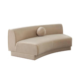 Zelda Light Camel Performance Velvet Curved Armless Sofa With 1 Accent Pillow Ball Sofas & Loveseats LOOMLAN By Diamond Sofa