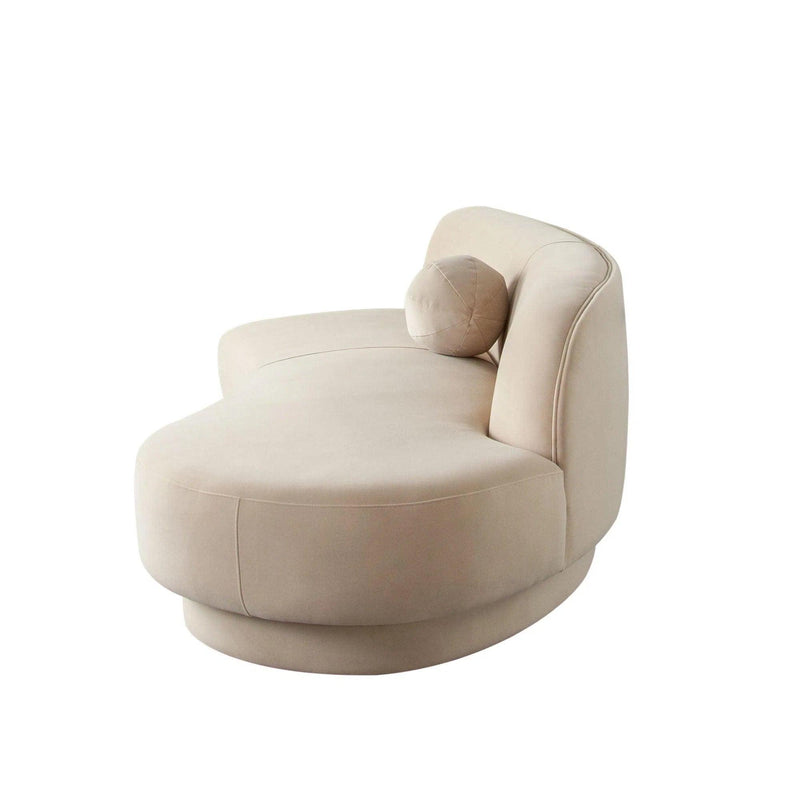 Zelda RF Curved Light Camel Performance Velvet Chaise in With 1 Accent Pillow Ball Chaises LOOMLAN By Diamond Sofa