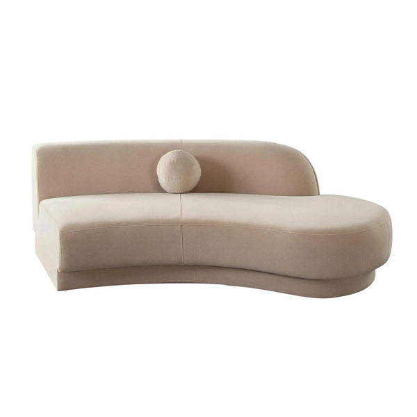 Zelda RF Curved Light Camel Performance Velvet Chaise in With 1 Accent Pillow Ball Chaises LOOMLAN By Diamond Sofa