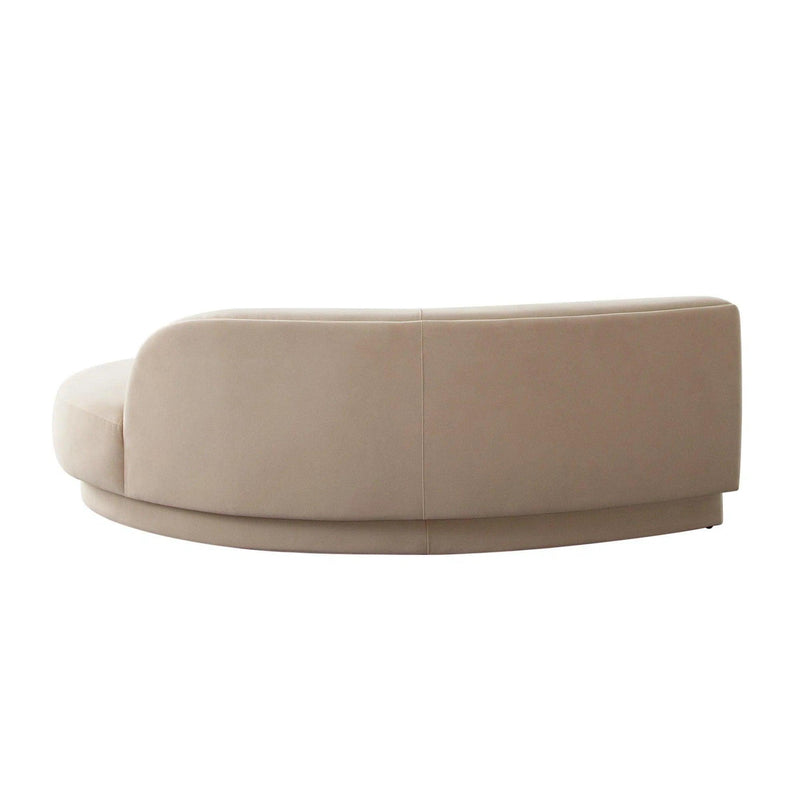 Zelda RF Curved Light Camel Performance Velvet Chaise in With 1 Accent Pillow Ball Chaises LOOMLAN By Diamond Sofa