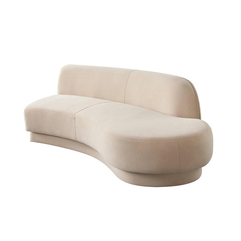 Zelda RF Curved Light Camel Performance Velvet Chaise in With 1 Accent Pillow Ball Chaises LOOMLAN By Diamond Sofa