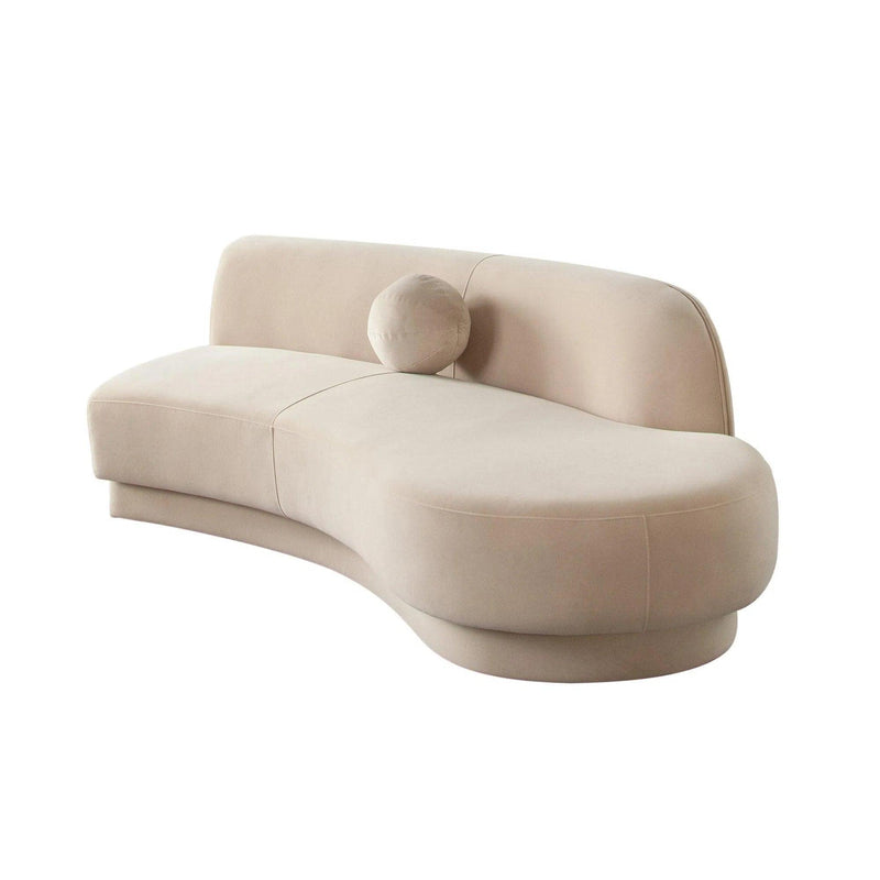 Zelda RF Curved Light Camel Performance Velvet Chaise in With 1 Accent Pillow Ball Chaises LOOMLAN By Diamond Sofa