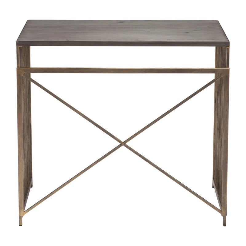 Zemo Desk Gray & Antique Gold Home Office Desks LOOMLAN By Zuo Modern