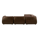 Zeppelin Classic Brown Leather L-Shaped Modular Sectional Modular Sofas LOOMLAN By Moe's Home