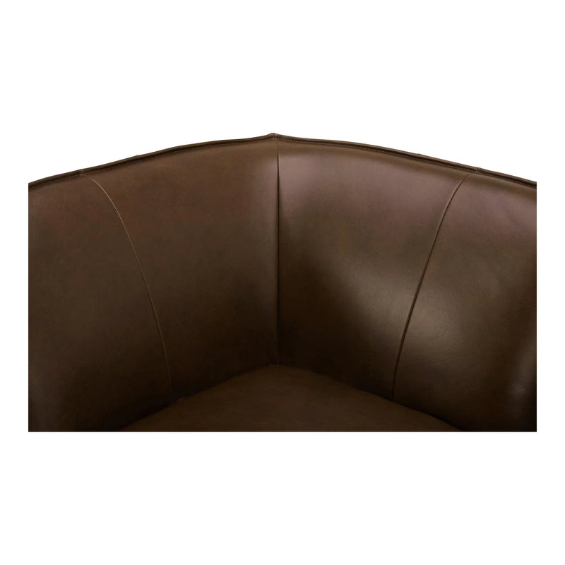 Zeppelin Classic Brown Leather L-Shaped Modular Sectional Modular Sofas LOOMLAN By Moe's Home