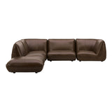 Zeppelin Dream Top Grain Brown Leather Modular Sectional Modular Sofas LOOMLAN By Moe's Home