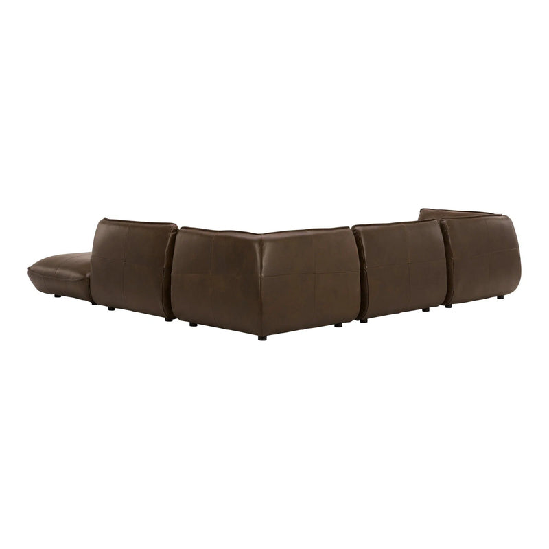 Zeppelin Dream Top Grain Brown Leather Modular Sectional Modular Sofas LOOMLAN By Moe's Home