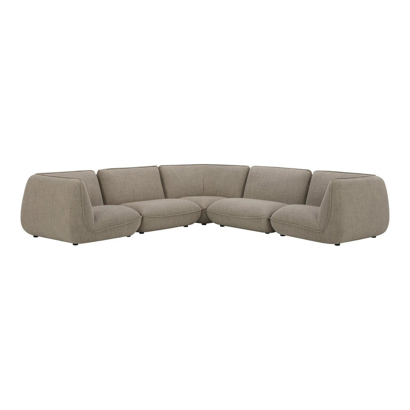 Zeppelin L-Shaped Polyester Upholstered Modular Sectional Modular Sofas LOOMLAN By Moe's Home