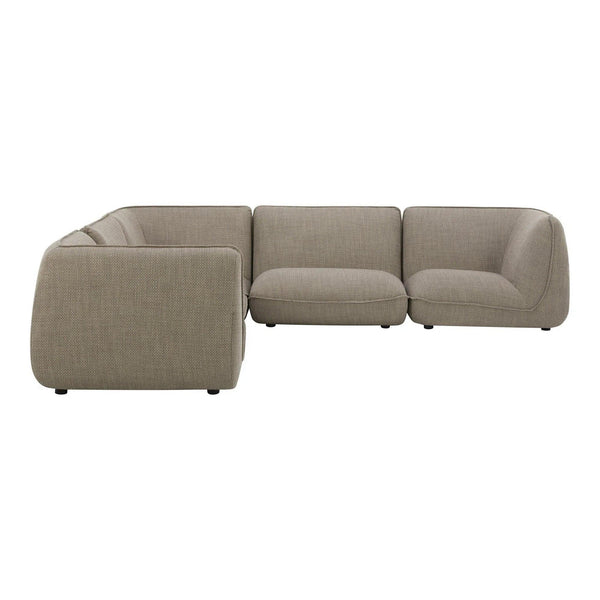 Zeppelin L-Shaped Polyester Upholstered Modular Sectional Modular Sofas LOOMLAN By Moe's Home