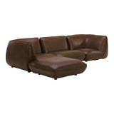 Zeppelin Lounge Top Grain Brown Leather Modular Sectional Modular Sofas LOOMLAN By Moe's Home