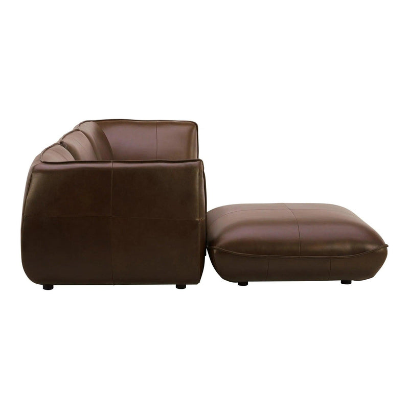 Zeppelin Lounge Top Grain Brown Leather Modular Sectional Modular Sofas LOOMLAN By Moe's Home