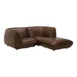 Zeppelin Nook Top Grain Brown Leather Modular Sectional Modular Sofas LOOMLAN By Moe's Home