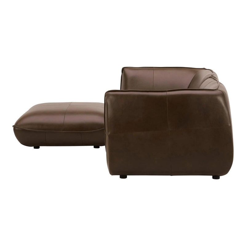 Zeppelin Nook Top Grain Brown Leather Modular Sectional Modular Sofas LOOMLAN By Moe's Home