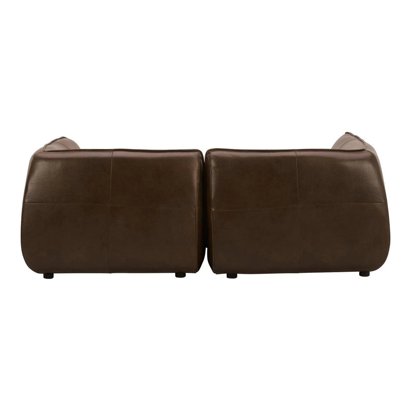 Zeppelin Nook Top Grain Brown Leather Modular Sectional Modular Sofas LOOMLAN By Moe's Home