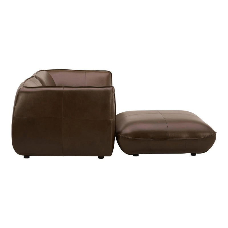 Zeppelin Nook Top Grain Brown Leather Modular Sectional Modular Sofas LOOMLAN By Moe's Home