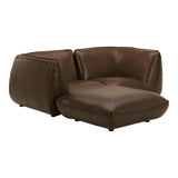 Zeppelin Nook Top Grain Brown Leather Modular Sectional Modular Sofas LOOMLAN By Moe's Home