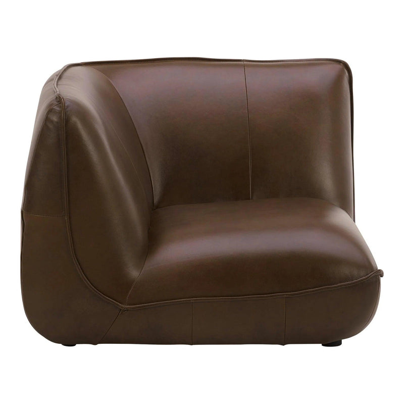 Zeppelin Top Grain Brown Leather Corner Chair Modular Sofas LOOMLAN By Moe's Home