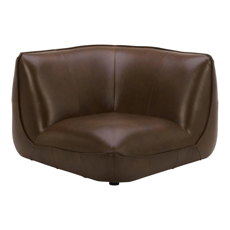 Zeppelin Top Grain Brown Leather Corner Chair Modular Sofas LOOMLAN By Moe's Home