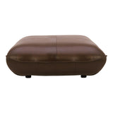 Zeppelin Top Grain Brown Leather Ottoman Ottomans LOOMLAN By Moe's Home