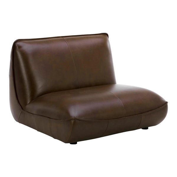 Zeppelin Top Grain Brown Leather Slipper Chair Modular Sofas LOOMLAN By Moe's Home