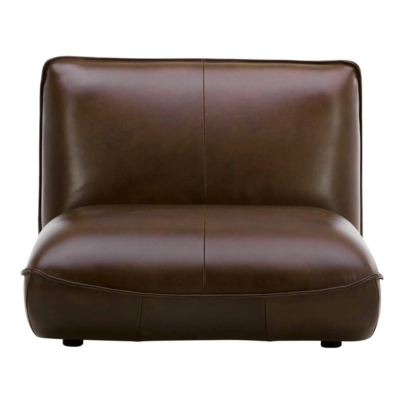 Zeppelin Top Grain Brown Leather Slipper Chair Modular Sofas LOOMLAN By Moe's Home