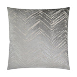 Zermatt Silver Chevron Silver Large Throw Pillow With Insert Throw Pillows LOOMLAN By D.V. Kap