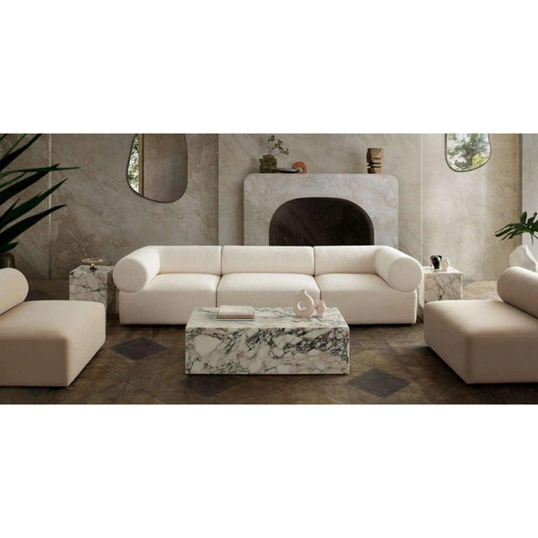 Zia 3PC Modular Sofa in Ivory Sherpa Fabric Modular Sofas LOOMLAN By Diamond Sofa