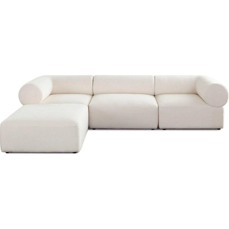 Zia 4PC Modular Reversible Chaise Sectional in Ivory Sherpa Fabric Modular Sofas LOOMLAN By Diamond Sofa