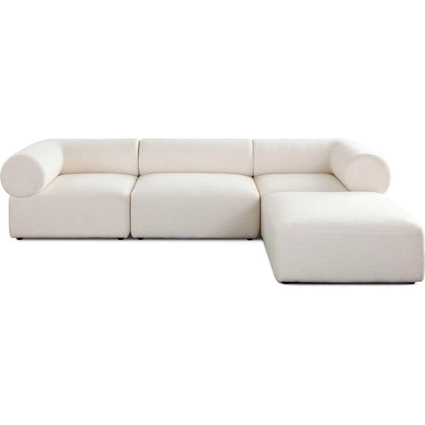 Zia 4PC Modular Reversible Chaise Sectional in Ivory Sherpa Fabric Modular Sofas LOOMLAN By Diamond Sofa