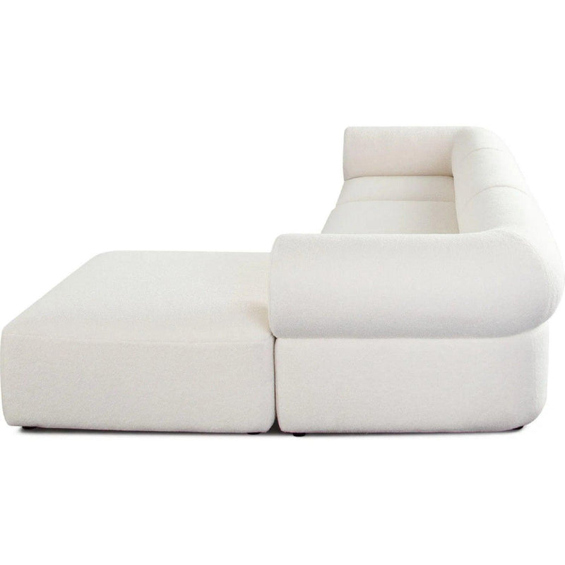 Zia 4PC Modular Reversible Chaise Sectional in Ivory Sherpa Fabric Modular Sofas LOOMLAN By Diamond Sofa