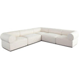 Zia 5PC Corner Sectional in Ivory Sherpa Fabric Modular Sofas LOOMLAN By Diamond Sofa