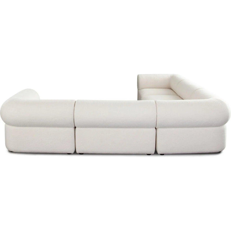 Zia 5PC Corner Sectional in Ivory Sherpa Fabric Modular Sofas LOOMLAN By Diamond Sofa