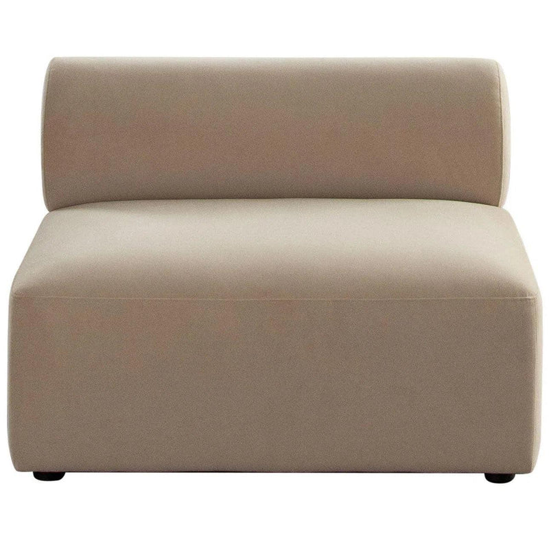 Zia Armless Chair in Light Camel Performance Velvet Fabric Club Chairs LOOMLAN By Diamond Sofa