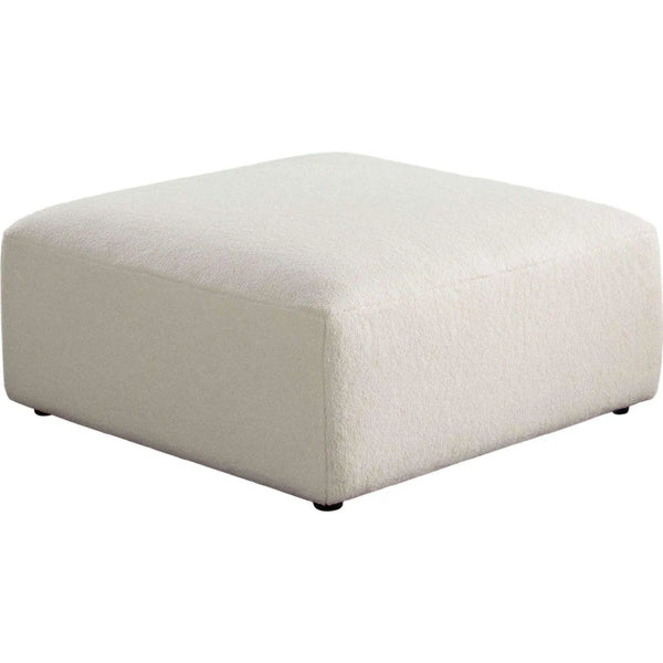 Zia Ottoman in Ivory Sherpa Fabric Ottomans LOOMLAN By Diamond Sofa