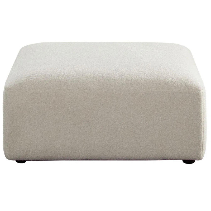 Zia Ottoman in Ivory Sherpa Fabric Ottomans LOOMLAN By Diamond Sofa