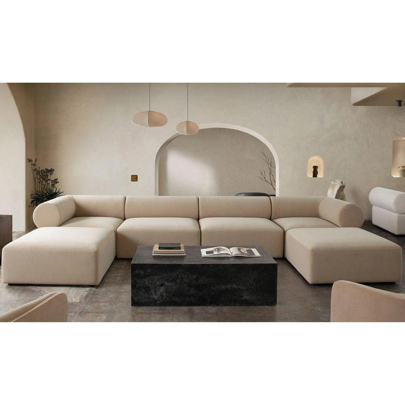 Zia Ottoman in Light Camel Performance Velvet Fabric Ottomans LOOMLAN By Diamond Sofa