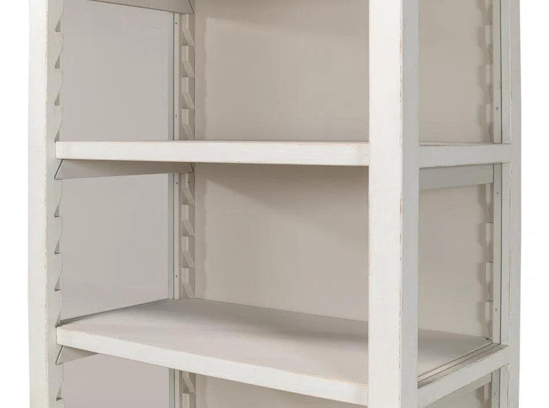 Zoey Bookcase Open Shelves Antique White Bookcases LOOMLAN By Sarreid