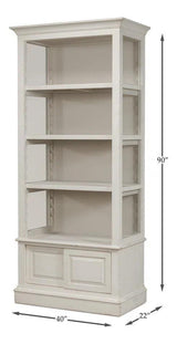 Zoey Bookcase Open Shelves Antique White Bookcases LOOMLAN By Sarreid